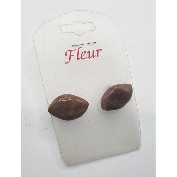 NOS Vintage Fleur Brown‎ Football Shaped Post Earrings NFL Superbowl Party - Picture 1 of 3